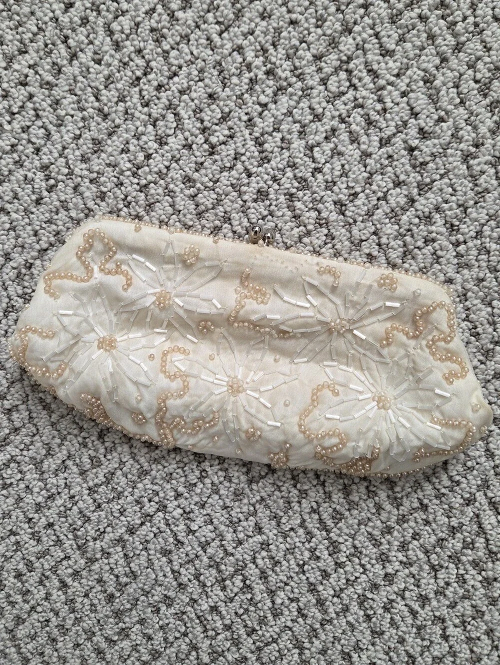 Beaded Ivory Floral Evening Clutch